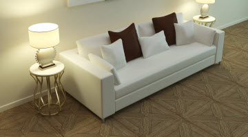 Parquetry floor designs in a house